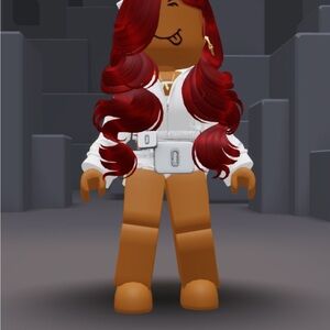 Stylish Red Hair Avatar with White Outfit